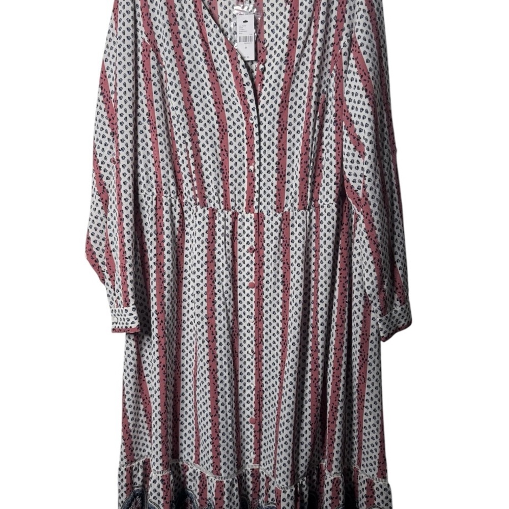 Lane Bryant Pink and White Patterned Blouse